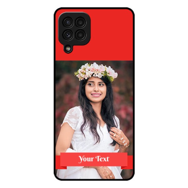 Galaxy A22 4G Custom Glass Phone Case - Simple Red Color Design Galaxy A22 4G Custom Glass Phone Case - Simple Red Color Design