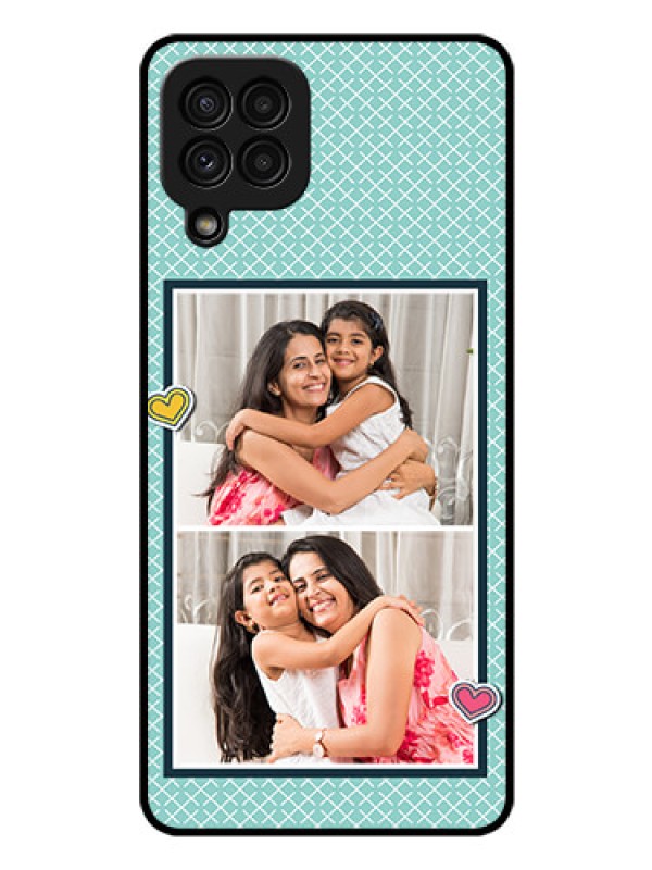 Custom Galaxy A22 4G Custom Glass Phone Case  - 2 Image Holder with Pattern Design