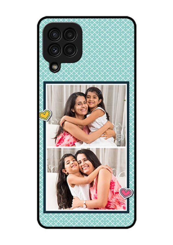 Galaxy A22 4G Custom Glass Phone Case  - 2 Image Holder with Pattern Design