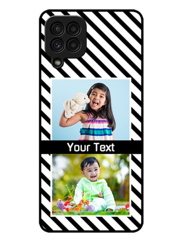 Custom Galaxy A22 4G Photo Printing on Glass Case  - Black And White Stripes Design