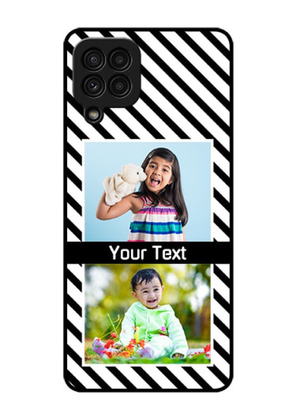 Galaxy A22 4G Photo Printing on Glass Case  - Black And White Stripes Design