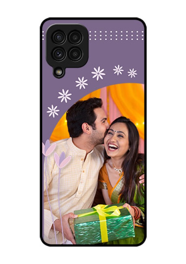 Galaxy A22 4G Custom Glass Mobile Case  - Lavender flowers design 
