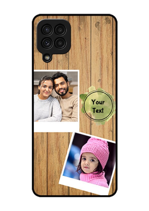 Galaxy A22 4G Custom Glass Phone Case  - Wooden Texture Design