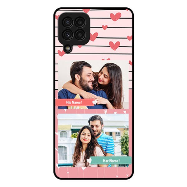 Galaxy A22 4G Custom Glass Mobile Case  - Photo with Heart Design