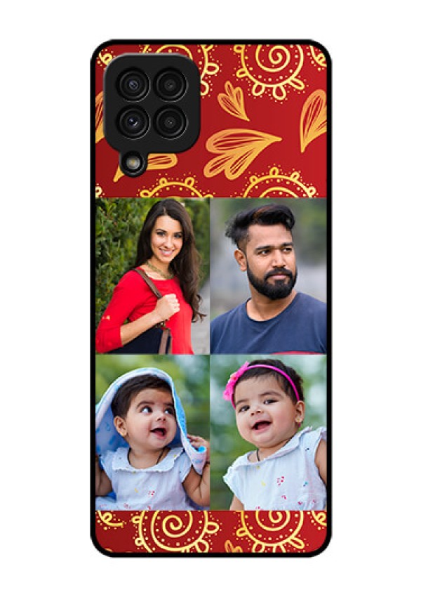 Galaxy A22 4G Photo Printing on Glass Case  - 4 Image Traditional Design