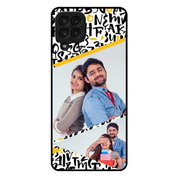 Galaxy A22 4G Custom Glass Mobile Case  - Letters Pattern Design