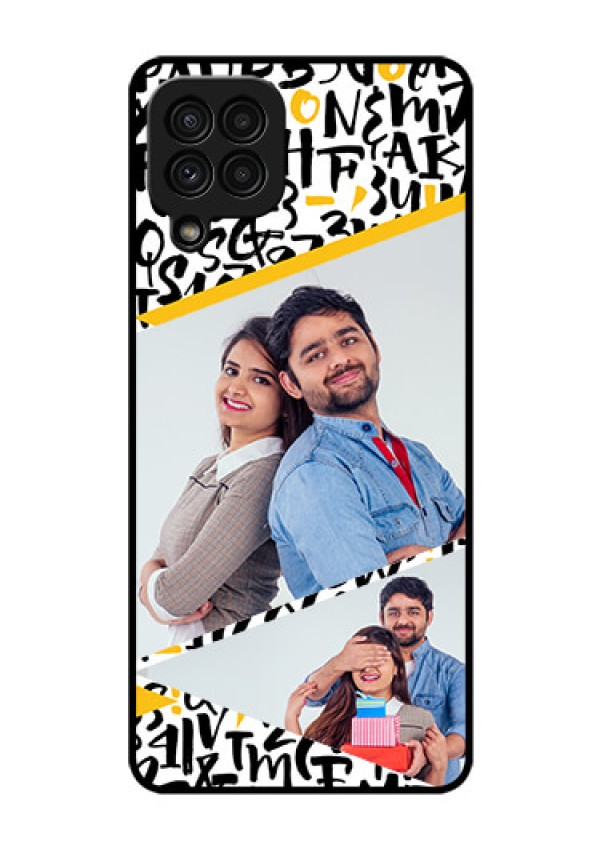 Galaxy A22 4G Custom Glass Mobile Case  - Letters Pattern Design