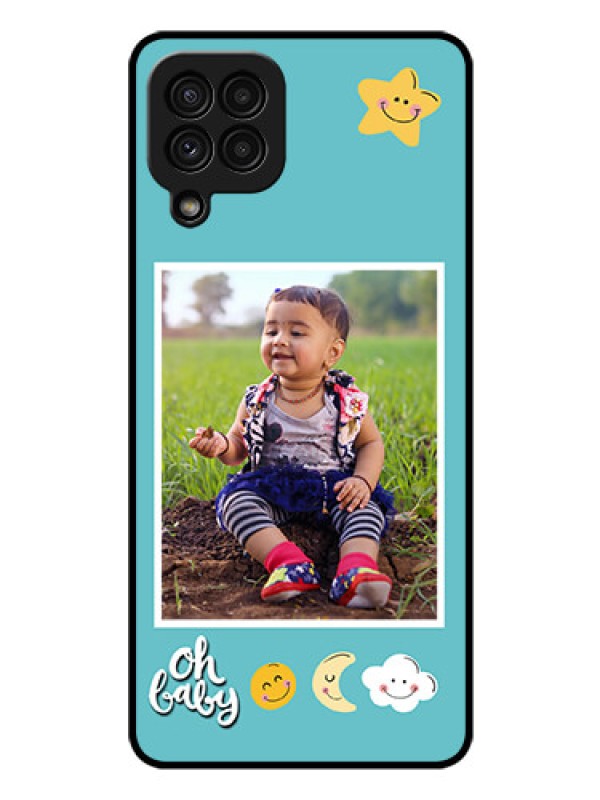 Custom Galaxy A22 4G Personalized Glass Phone Case  - Smiley Kids Stars Design