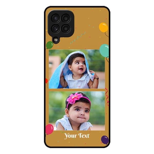 Galaxy A22 4G Personalized Glass Phone Case  - Image Holder with Birthday Celebrations Design