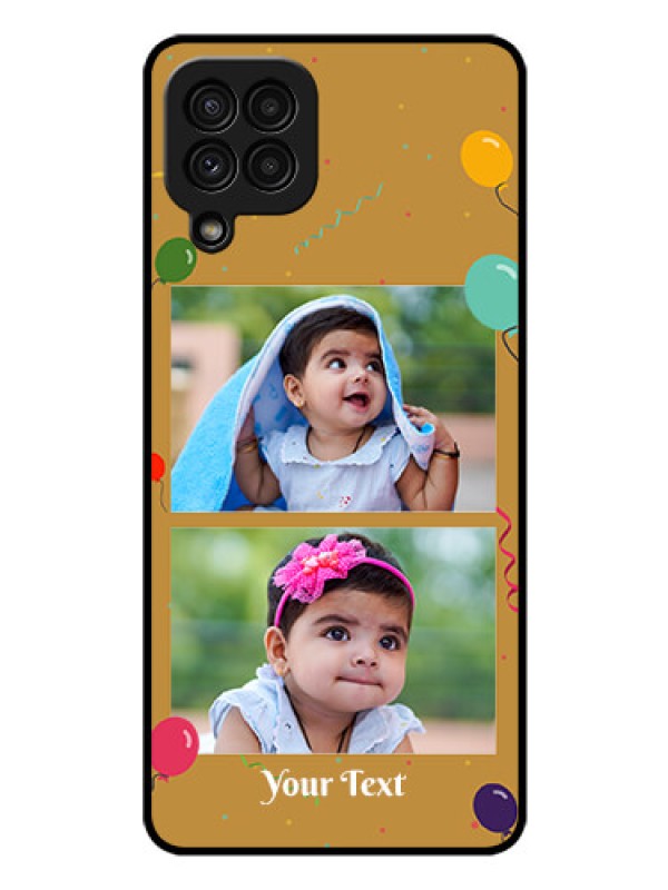 Custom Galaxy A22 4G Personalized Glass Phone Case  - Image Holder with Birthday Celebrations Design