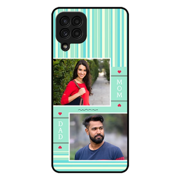 Galaxy A22 4G Custom Glass Phone Case  - Mom & Dad Pic Design