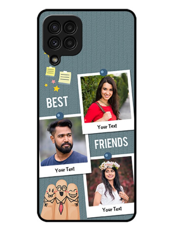 Custom Galaxy A22 4G Personalized Glass Phone Case  - Sticky Frames and Friendship Design