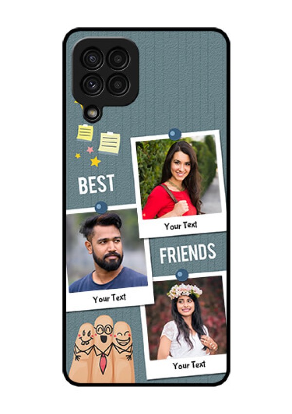 Galaxy A22 4G Personalized Glass Phone Case  - Sticky Frames and Friendship Design