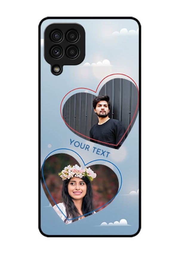 Galaxy A22 4G Custom Glass Mobile Case  - Blue Color Couple Design 