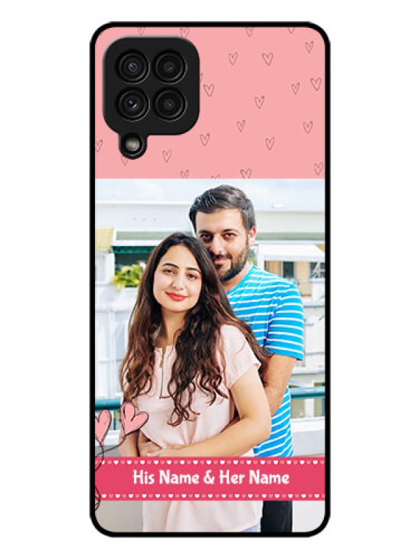 Custom Galaxy A22 4G Personalized Glass Phone Case  - Love Design Peach Color