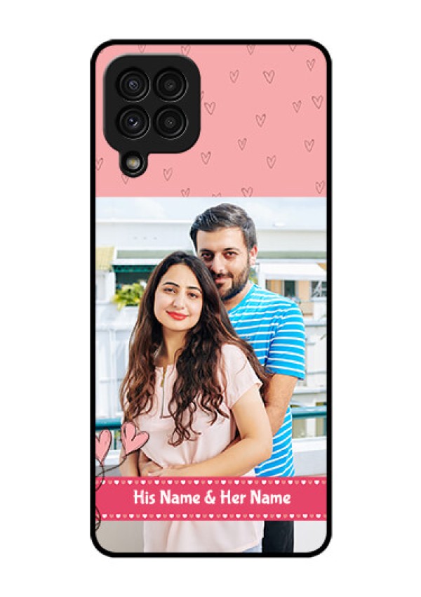 Galaxy A22 4G Personalized Glass Phone Case  - Love Design Peach Color