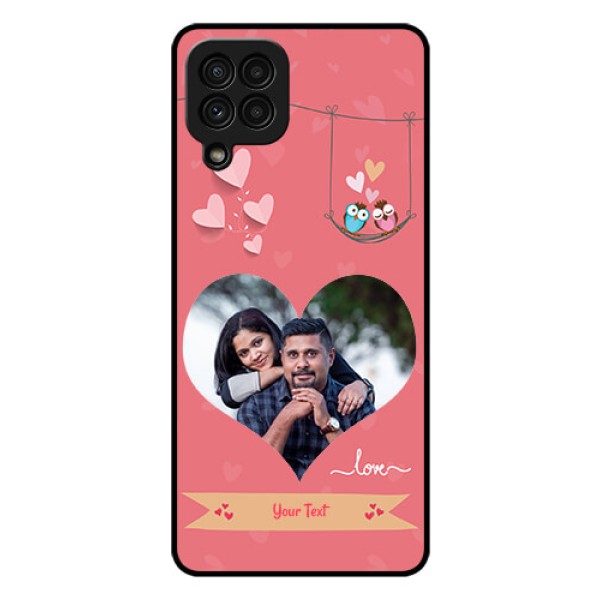 Galaxy A22 4G Personalized Glass Phone Case  - Peach Color Love Design 