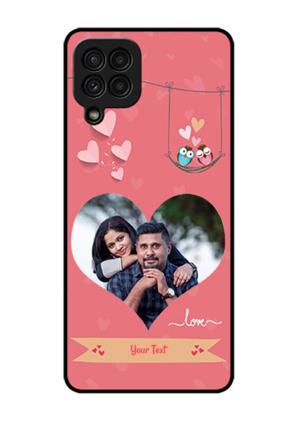 Galaxy A22 4G Personalized Glass Phone Case  - Peach Color Love Design 