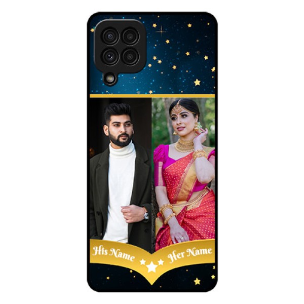 Galaxy A22 4G Custom Glass Phone Case  - Galaxy Stars Backdrop Design