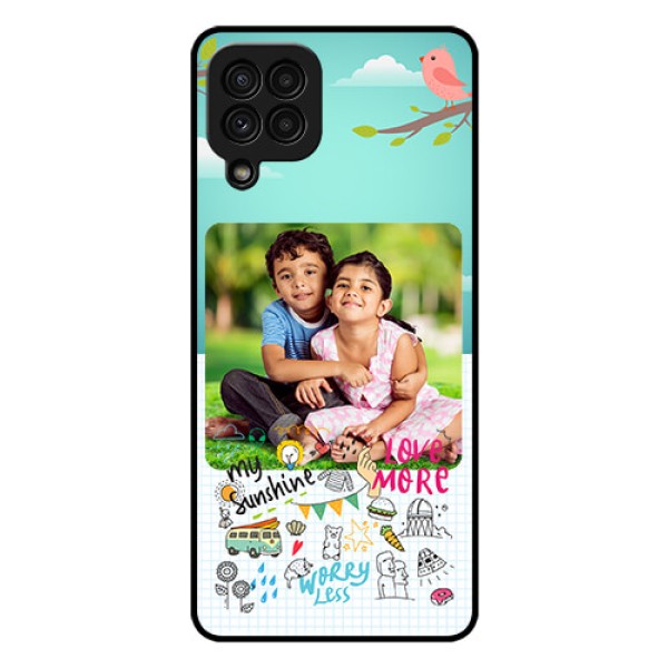 Galaxy A22 4G Photo Printing on Glass Case  - Doodle love Design