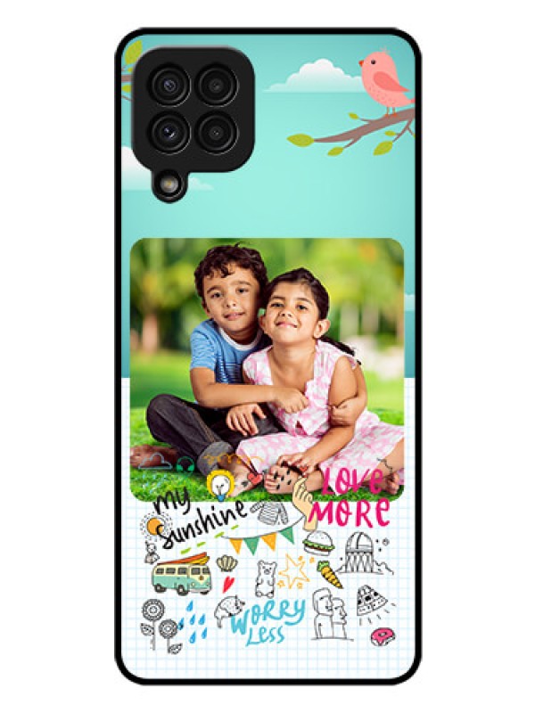 Custom Galaxy A22 4G Photo Printing on Glass Case  - Doodle love Design