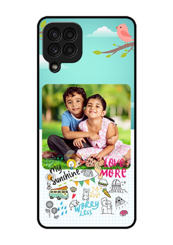 Galaxy A22 4G Photo Printing on Glass Case  - Doodle love Design