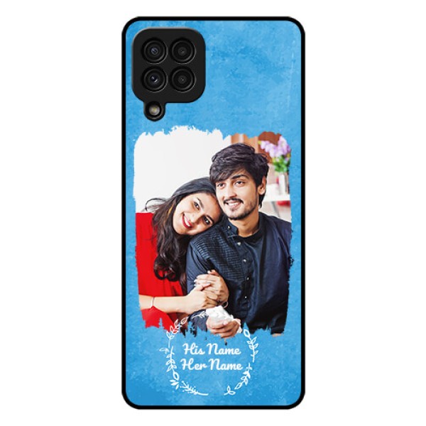 Galaxy A22 4G Custom Glass Phone Case - Blue Color Vintage Design Galaxy A22 4G Custom Glass Phone Case - Blue Color Vintage Design