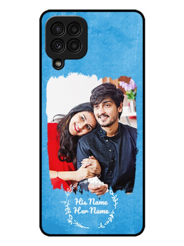 Custom Galaxy A22 4G Custom Glass Phone Case - Blue Color Vintage Design