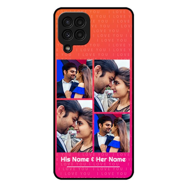 Galaxy A22 4G Custom Glass Phone Case  - I Love You Pink Design