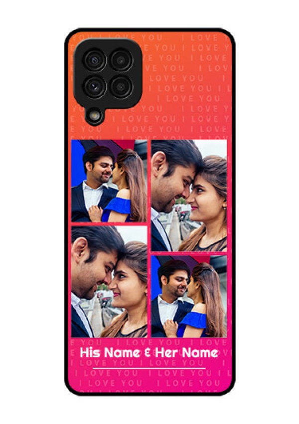 Galaxy A22 4G Custom Glass Phone Case  - I Love You Pink Design
