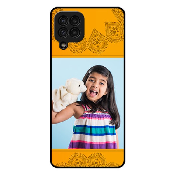 Galaxy A22 4G Personalized Glass Phone Case  - Photo Wedding Design 