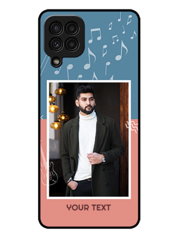 Custom Galaxy A22 4G Photo Printing on Glass Case  - with Color Musical Note Design