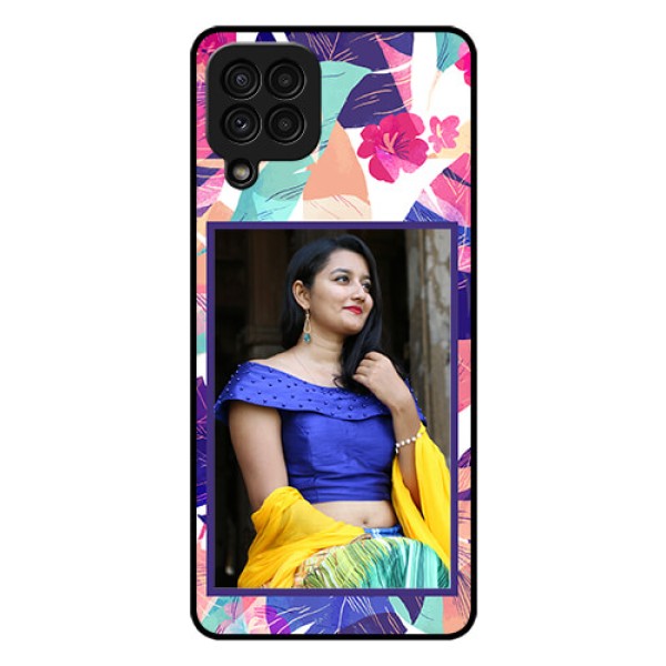 Galaxy A22 4G Custom Glass Mobile Case  - Abstract Floral Design