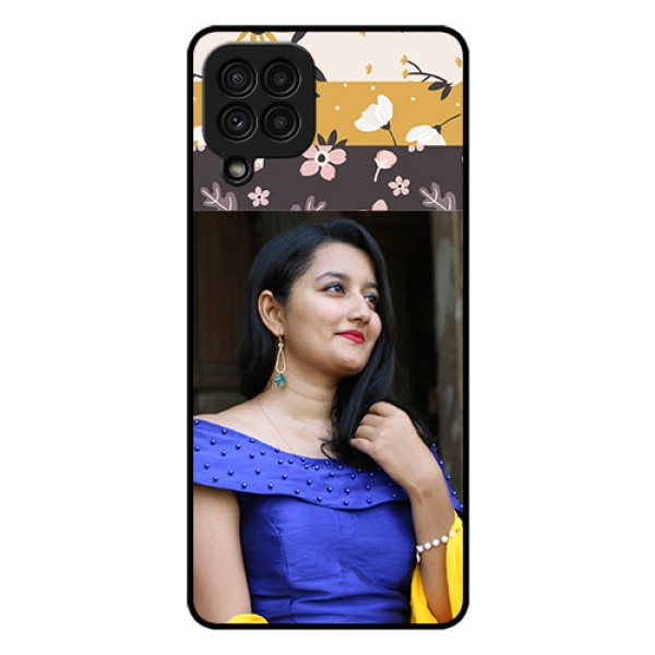 Galaxy A22 4G Custom Glass Phone Case  - Stylish Floral Design