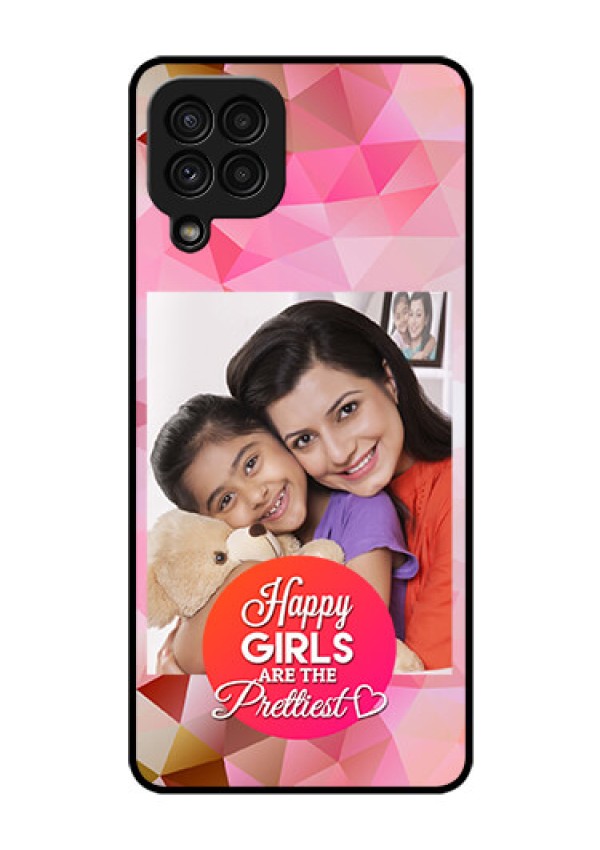 Galaxy A22 4G Photo Printing on Glass Case  - Abstract Triangle Design
