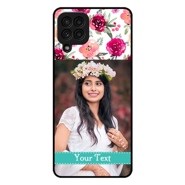 Galaxy A22 4G Custom Glass Phone Case  - Watercolor Floral Design