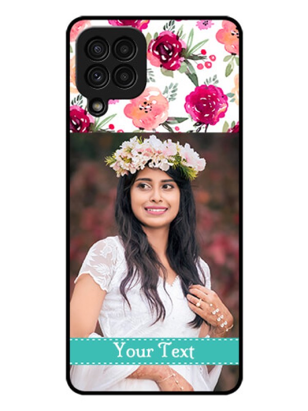 Custom Galaxy A22 4G Custom Glass Phone Case  - Watercolor Floral Design