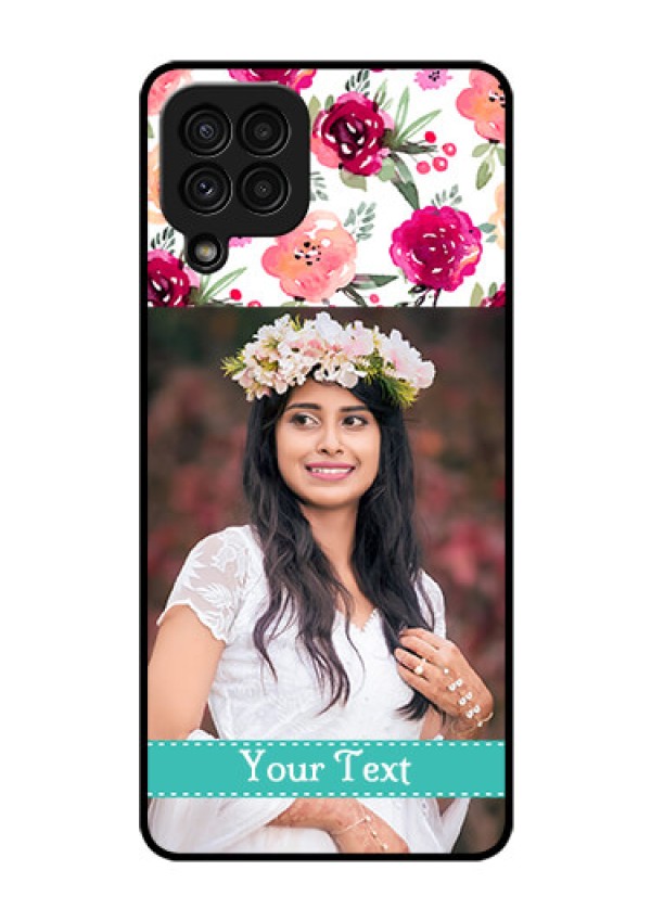 Galaxy A22 4G Custom Glass Phone Case  - Watercolor Floral Design