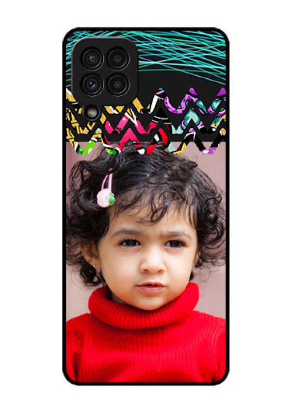 Galaxy A22 4G Personalized Glass Phone Case  - Neon Abstract Design