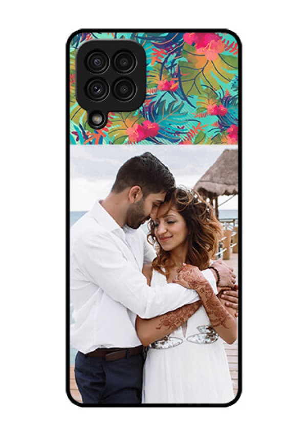Galaxy A22 4G Photo Printing on Glass Case  - Watercolor Floral Design