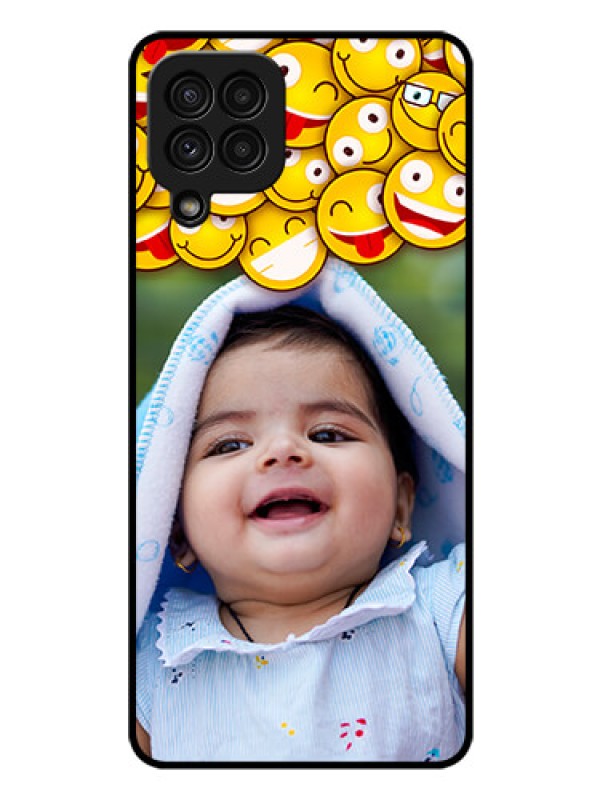 Custom Galaxy A22 4G Custom Glass Mobile Case  - with Smiley Emoji Design
