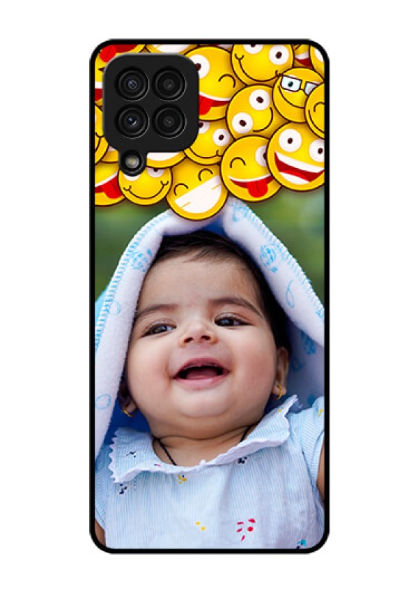 Galaxy A22 4G Custom Glass Mobile Case  - with Smiley Emoji Design