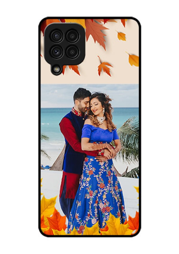 Galaxy A22 4G Photo Printing on Glass Case  - Autumn Maple Leaves Design