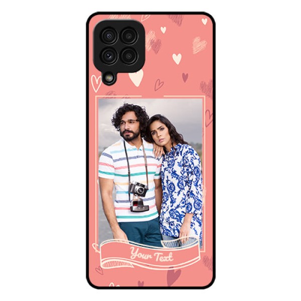 Galaxy A22 4G Custom Glass Phone Case  - Love doodle art Design