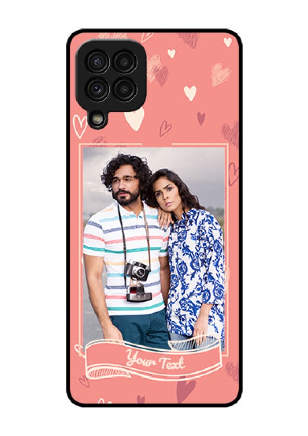 Galaxy A22 4G Custom Glass Phone Case  - Love doodle art Design
