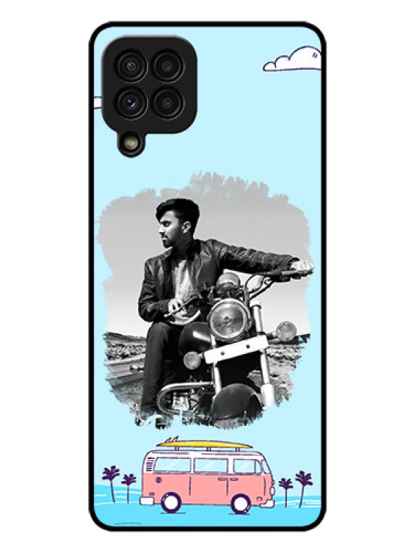 Custom Galaxy A22 4G Photo Printing on Glass Case  - Travel & Adventure Design