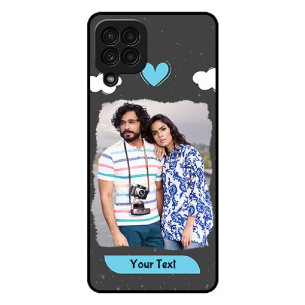 Galaxy A22 4G Custom Glass Phone Case - Splashes with love doodles Design Galaxy A22 4G Custom Glass Phone Case - Splashes with love doodles Design