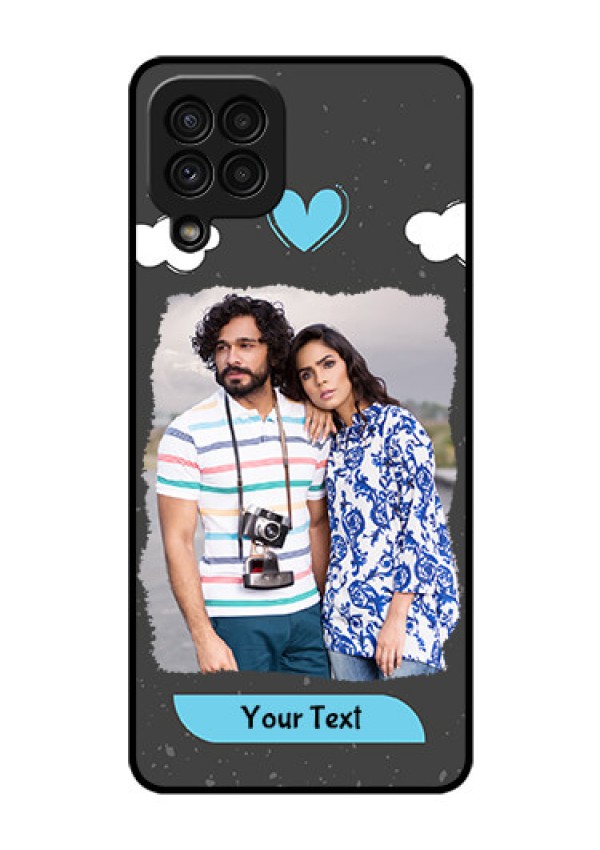 Galaxy A22 4G Custom Glass Phone Case  - Splashes with love doodles Design