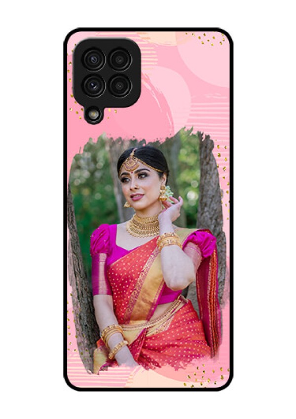 Galaxy A22 4G Personalized Glass Phone Case  - Gold Glitter Splash Design