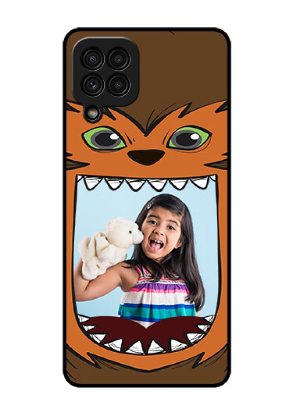 Galaxy A22 4G Photo Printing on Glass Case  - Owl Monster Back Case Design